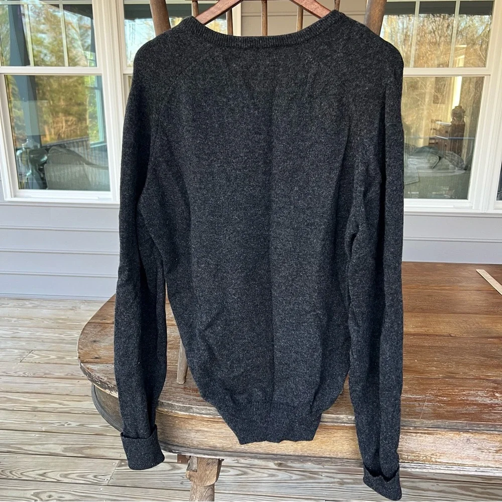 Vintage LL Bean Virgin LambsWool V-Neck Sweater Gray Made in USA XL Tall 1980s